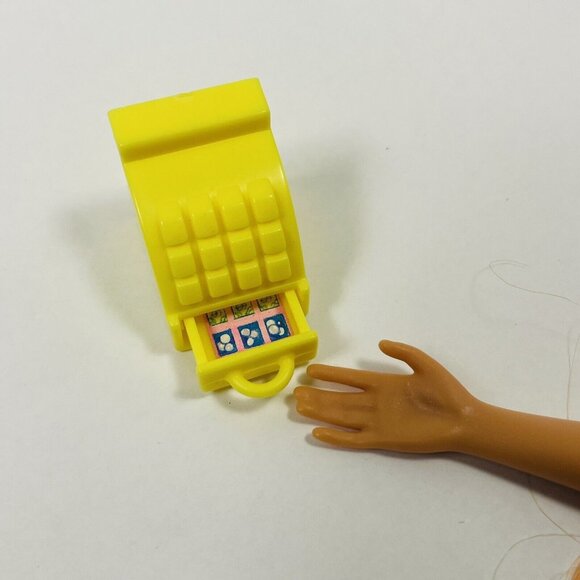 Store Register Opening Drawer Mattel Barbie Doll Size Dollhouse Vintage Yellow - Picture 1 of 9